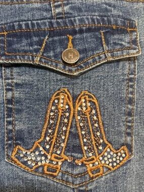 Vintage Y2K HIP Jeans Cowboy Boot Bling Crop Wide Leg 13